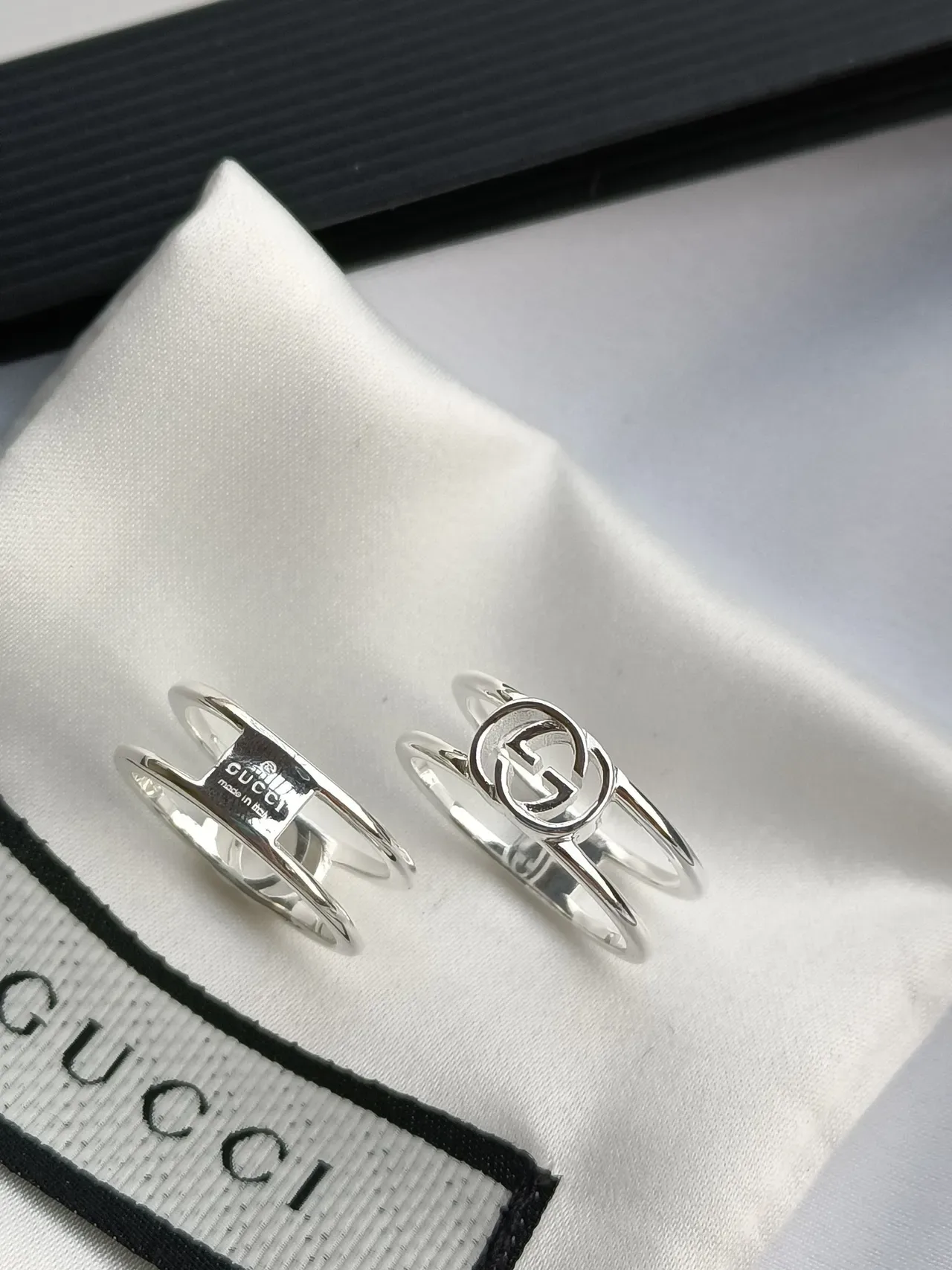 Gucci Double G Ring Silver White Polished Ring 6