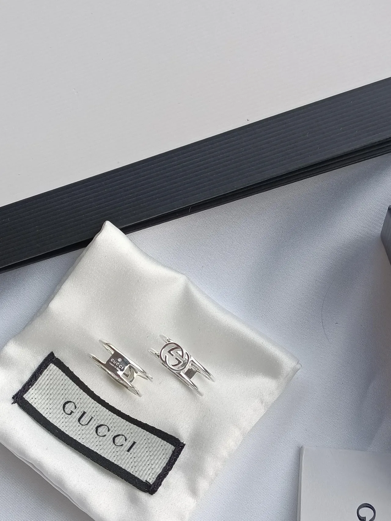 Gucci Double G Ring Silver White Polished Ring 7