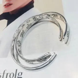 Gucci سوارات مفتوحة محفورة زهور فراشة