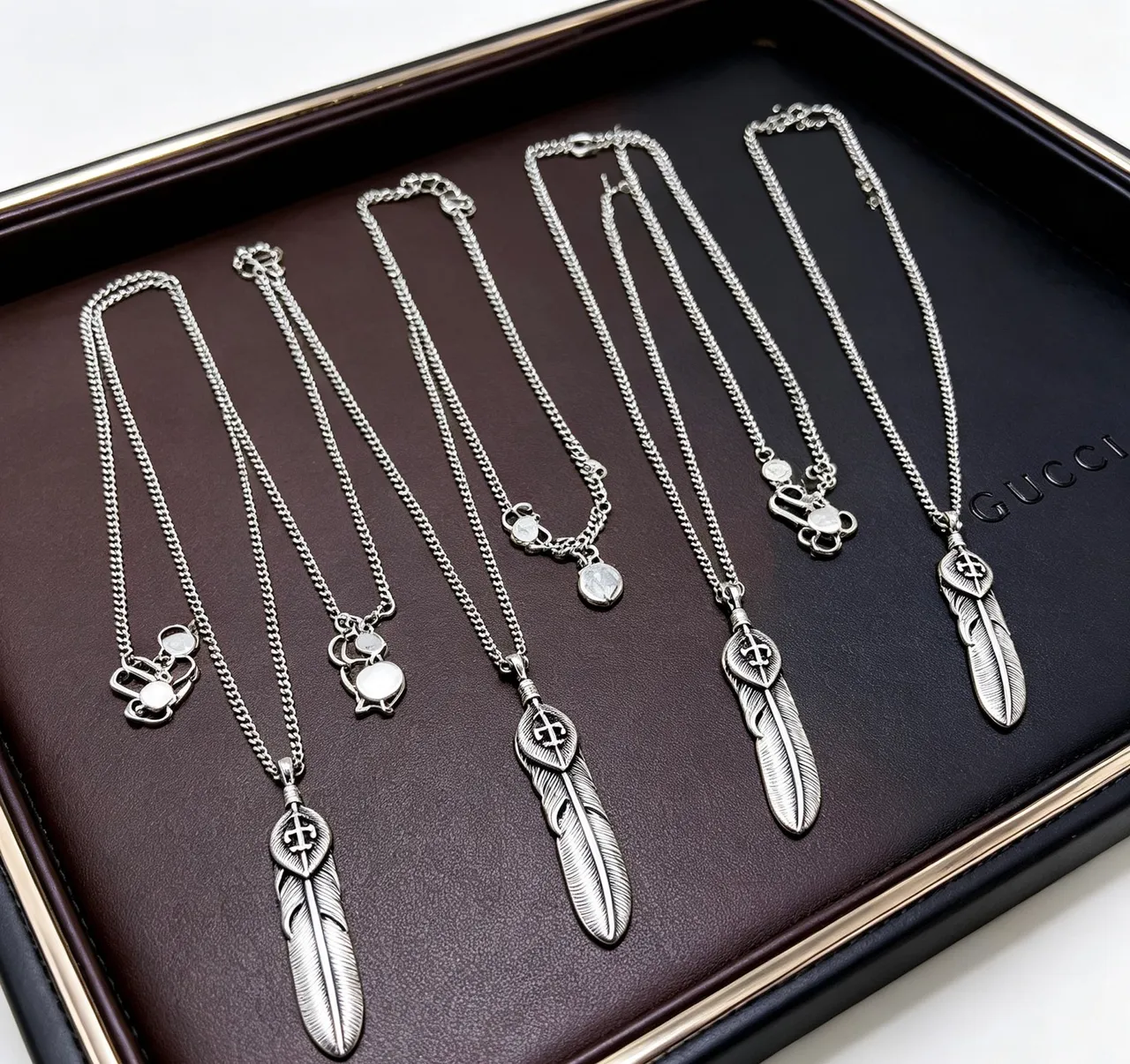 Gucci Feather Silver Pendant Necklace 8