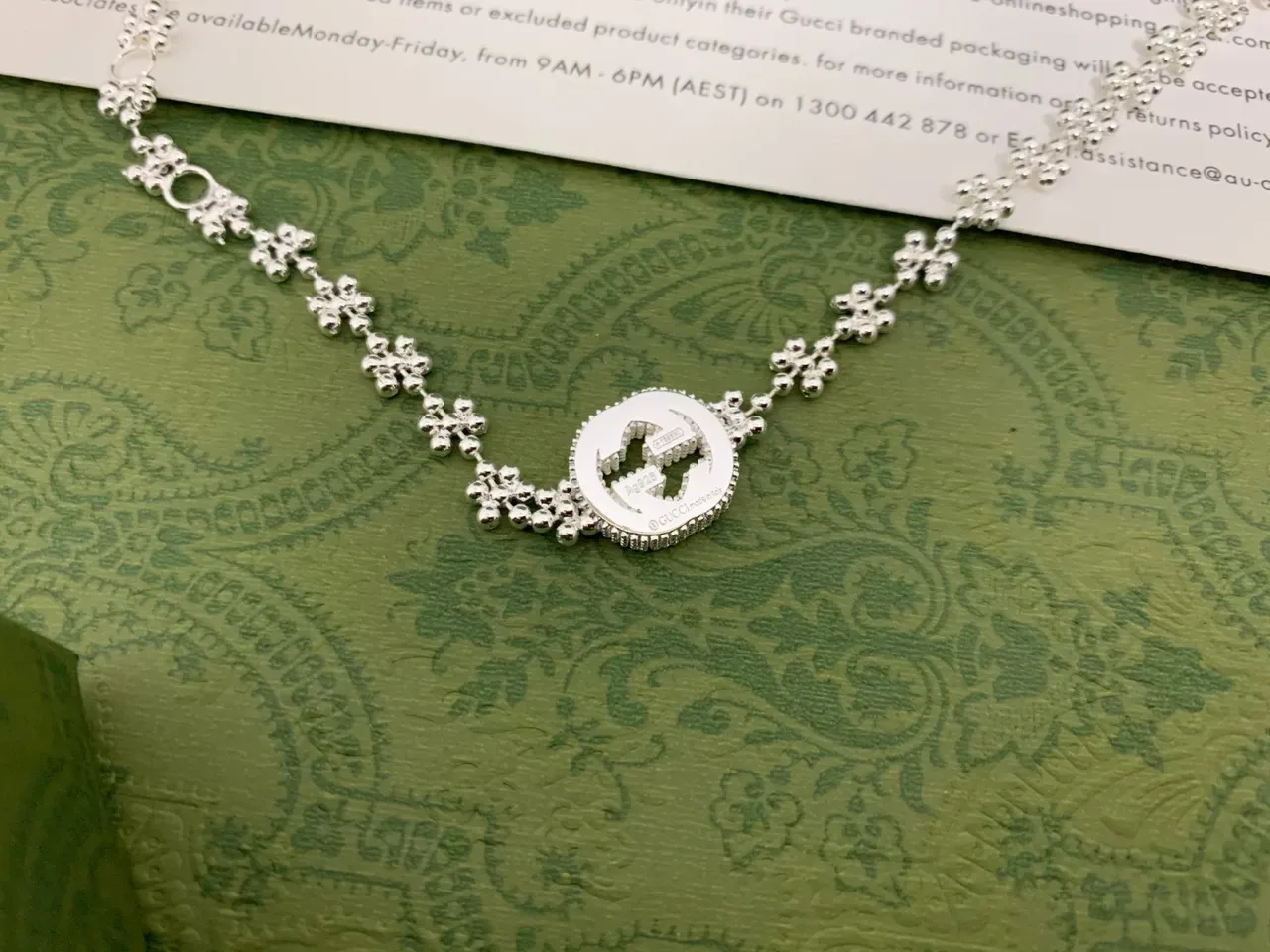 Gucci Floral-Link Silver Medallion Bracelet 9