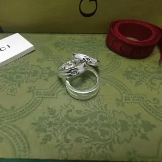 Gucci GG Interlocking Logo Silver-Tone Stackable Rings
