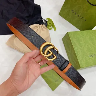 Gucci GG Marmont Black and Tan Leather Belt