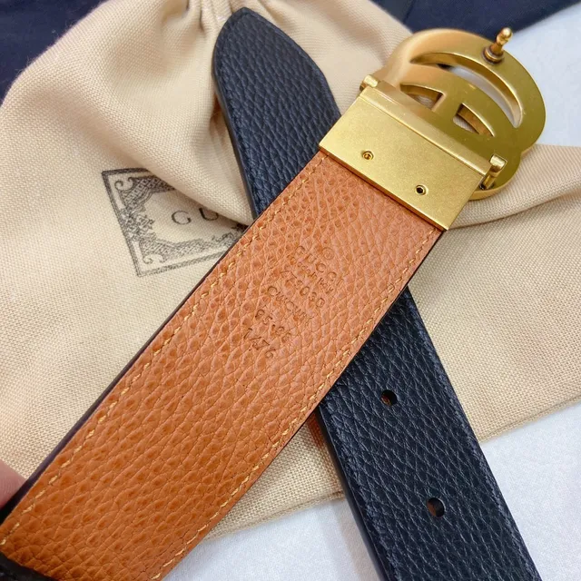 Gucci GG Marmont Cinto de couro preto e tan 3