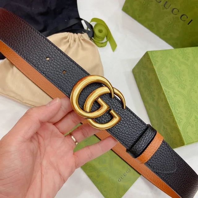 Gucci GG Marmont Cinto de couro preto e tan 4