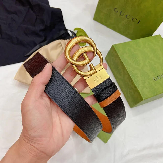 Gucci GG Marmont Cinto de couro preto e tan 5