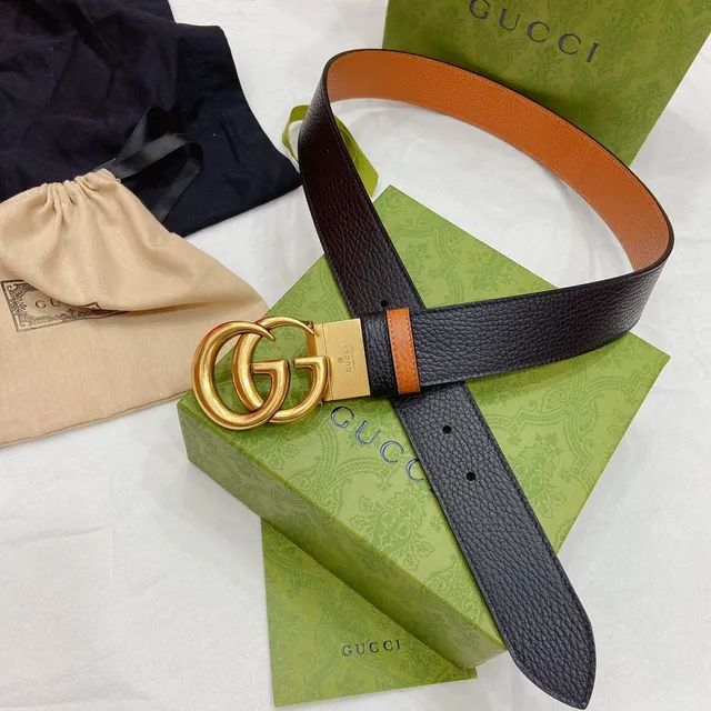Gucci GG Marmont Cinto de couro preto e tan 8