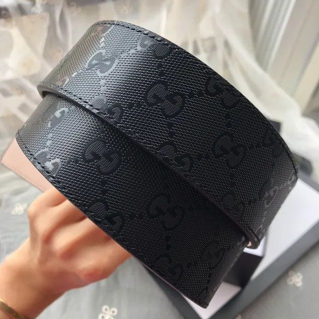 Gucci GG Marmont Black GG Monogram Woven Leather Belt 2