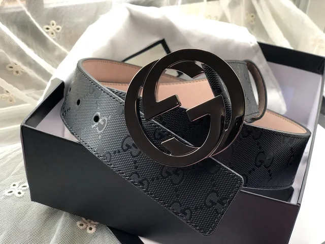 Gucci GG Marmont Black GG Monogram Woven Leather Belt 3