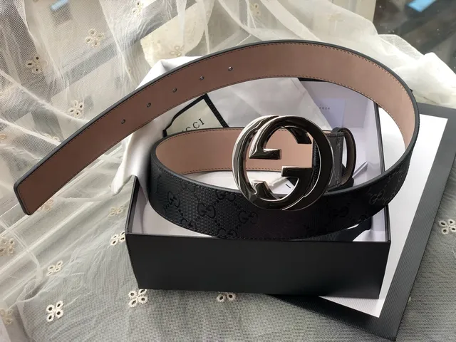 Gucci GG Marmont Black GG Monogram Woven Leather Belt 6