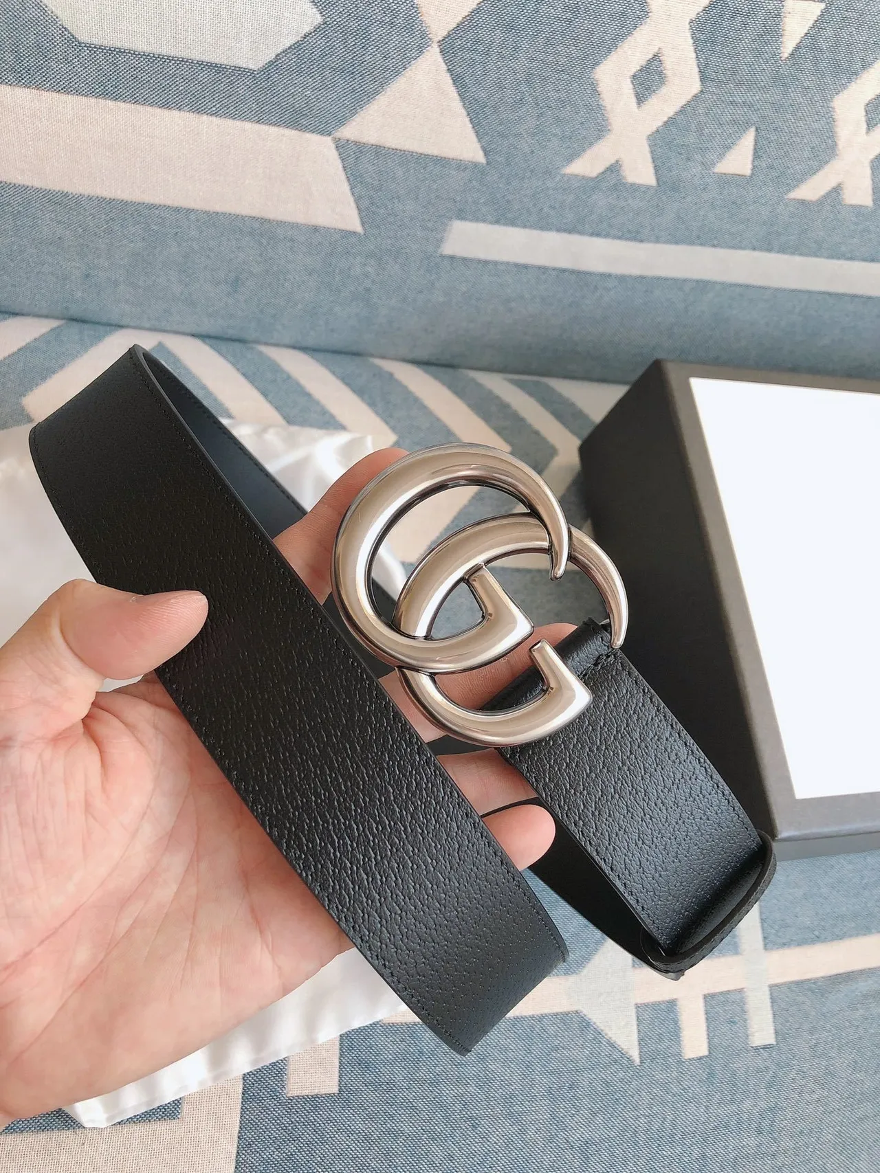 Gucci GG Marmont Black Grained Leather Belt 3