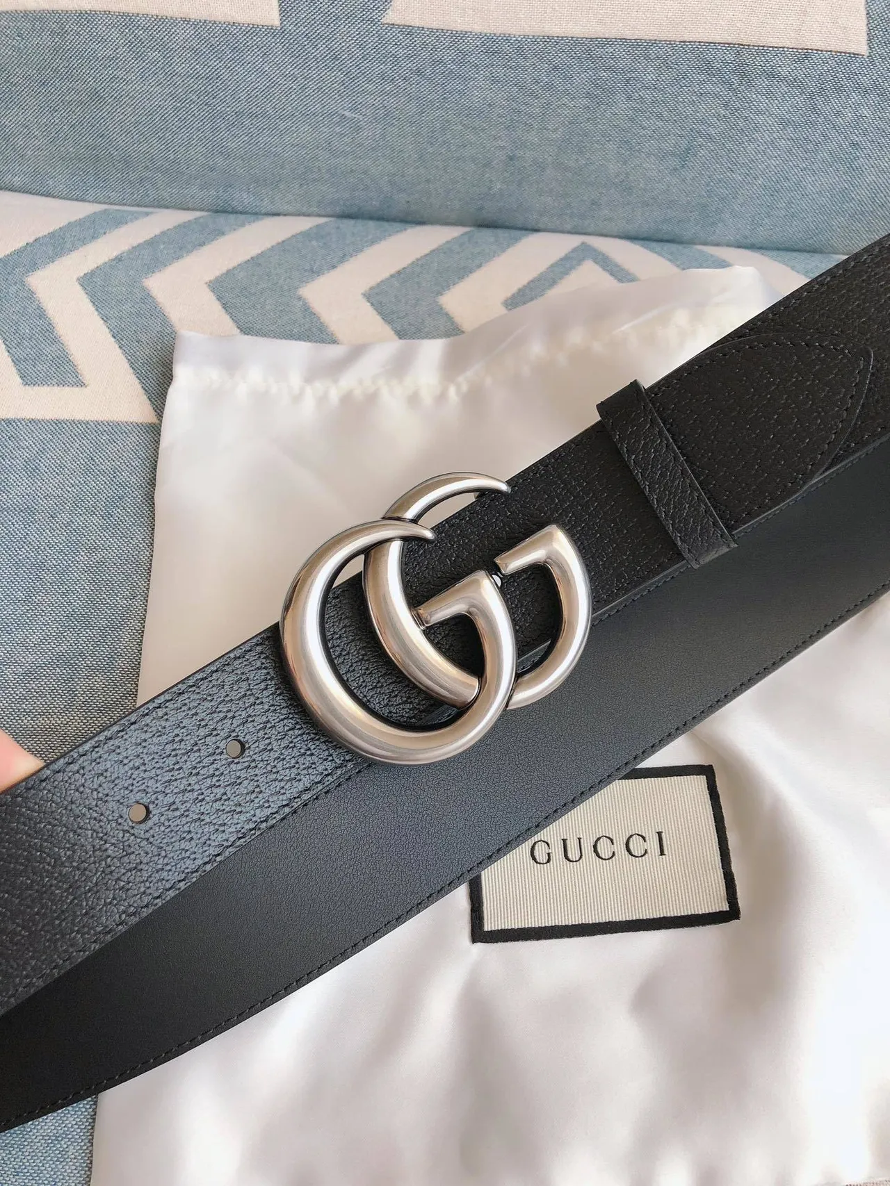 Gucci GG Marmont Black Grained Leather Belt 7