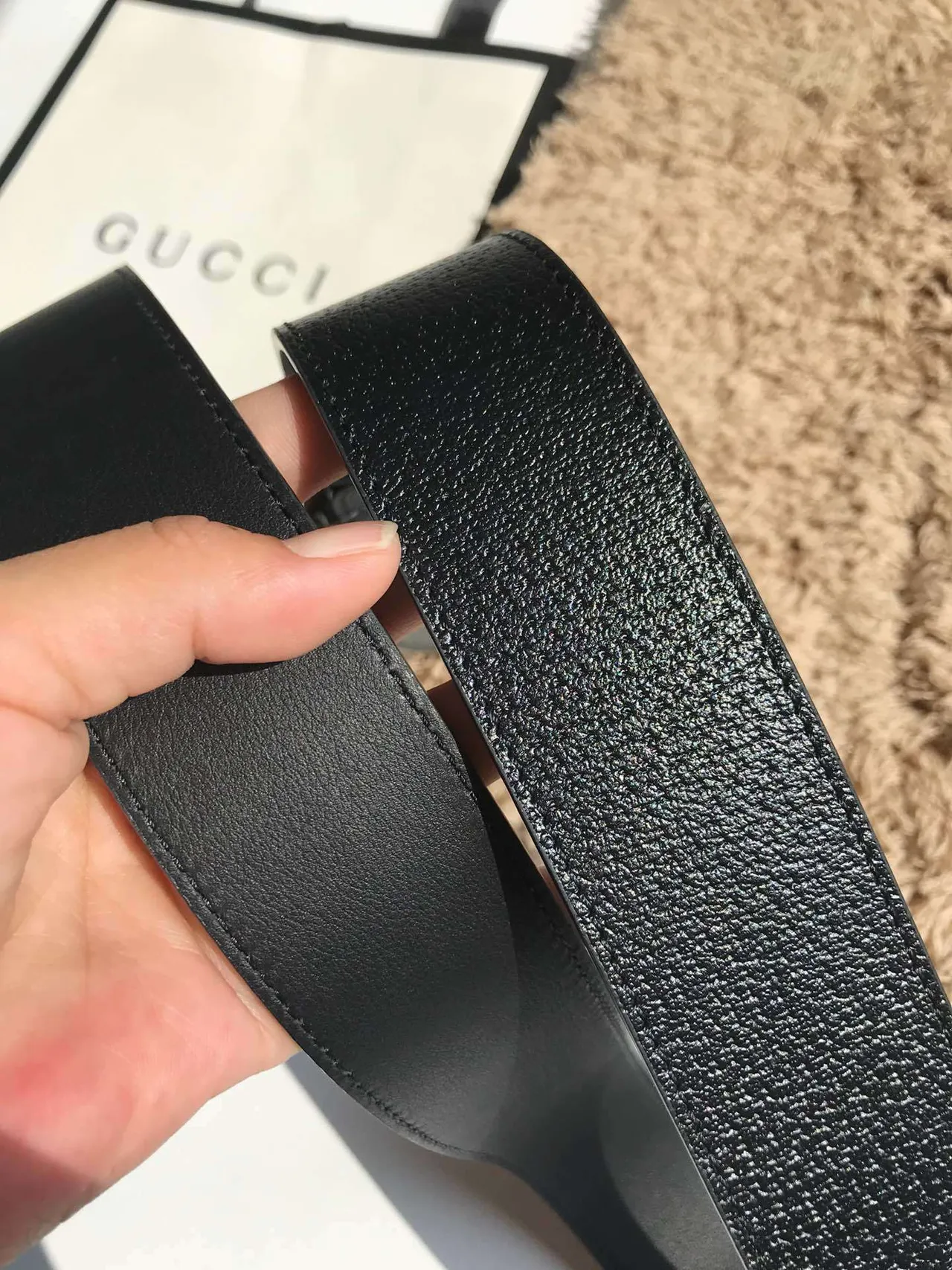 Gucci GG Marmont Black Leather Belt 2