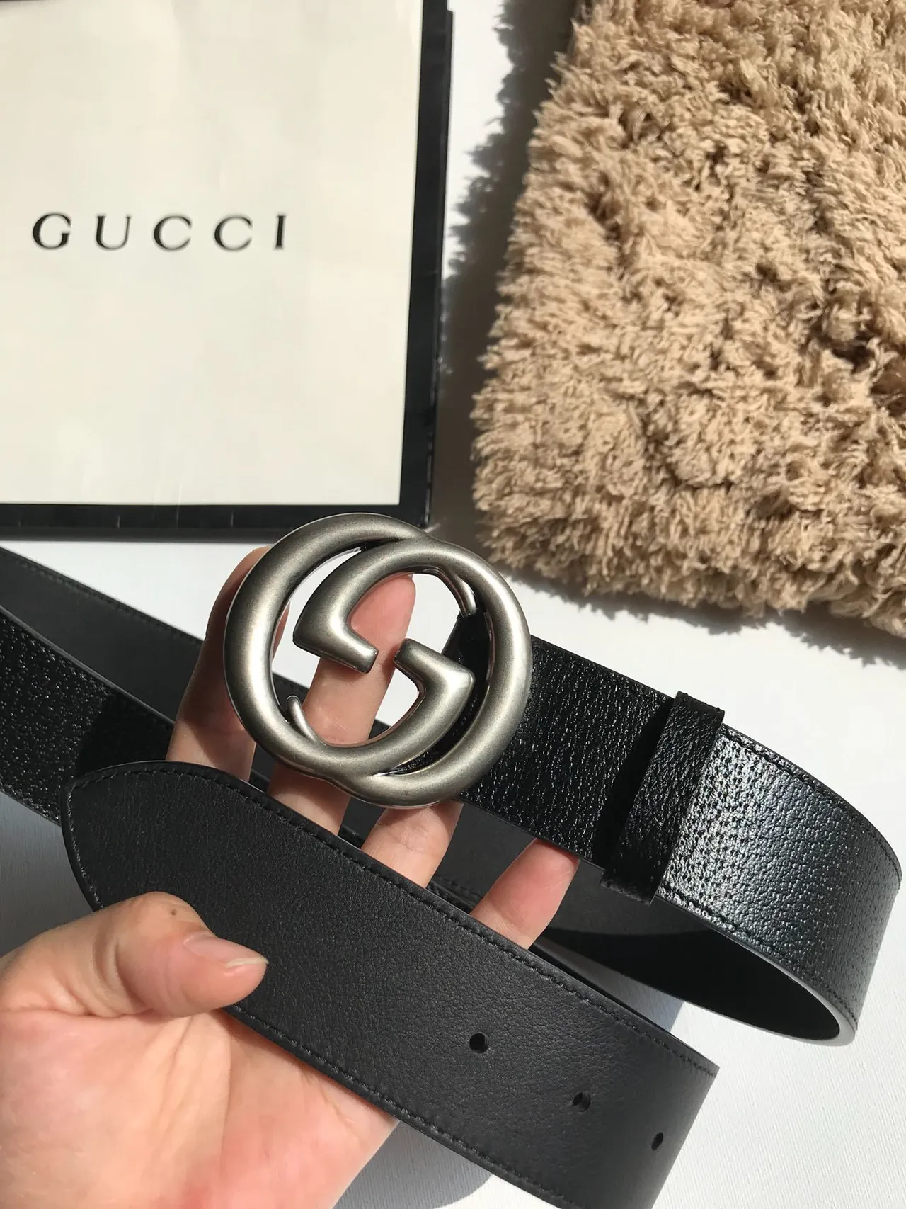 Gucci GG Marmont Black Leather Belt 5