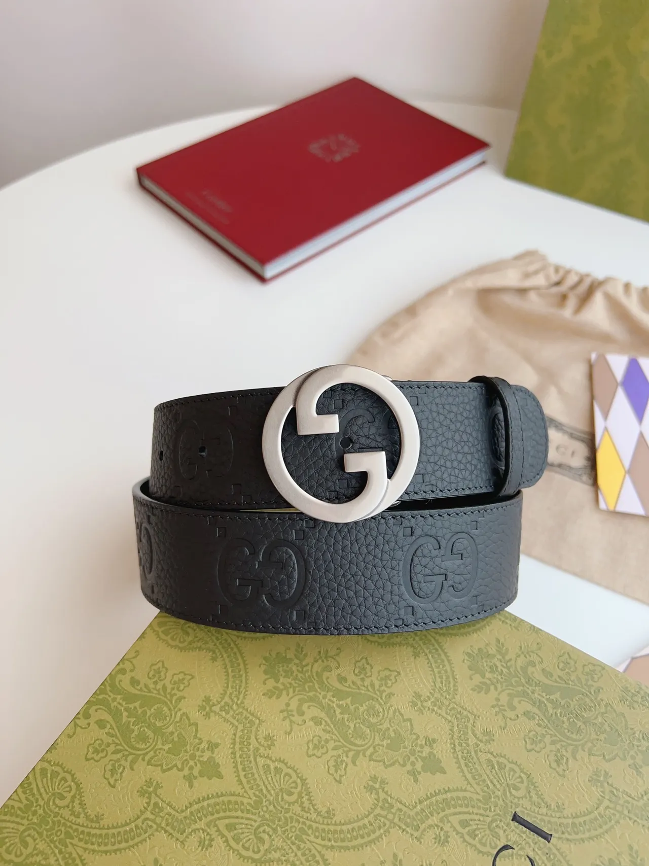 Gucci GG Marmont Black Pebbled Leather Belt 3