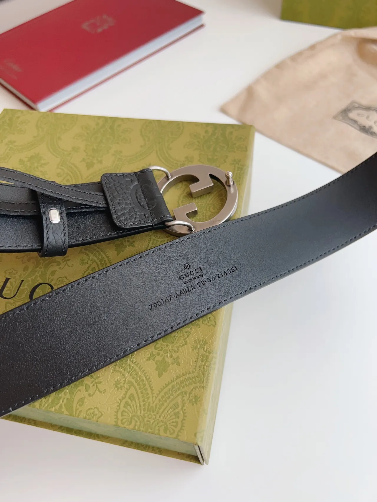 Gucci GG Marmont Black Pebbled Leather Belt 4