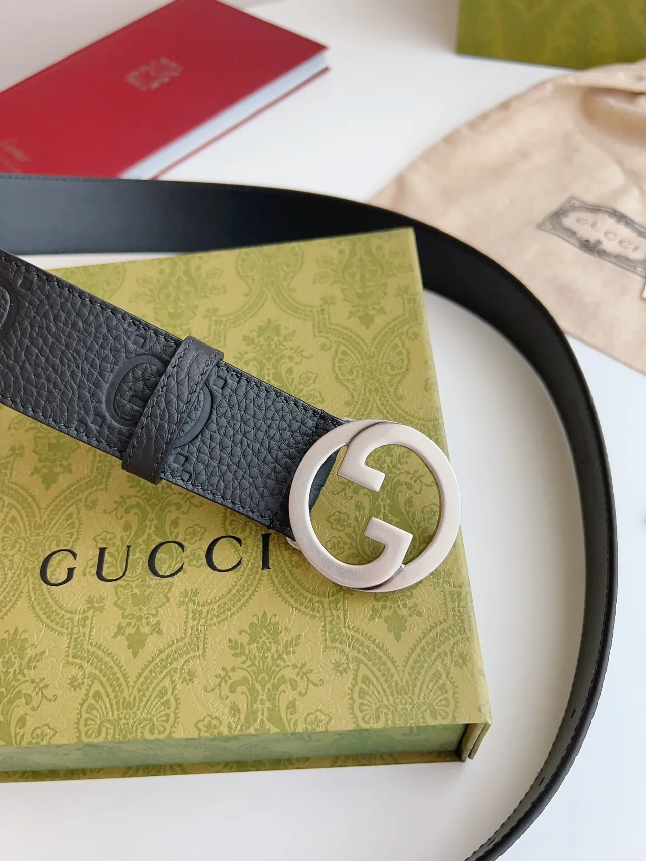Gucci GG Marmont Black Pebbled Leather Belt 6