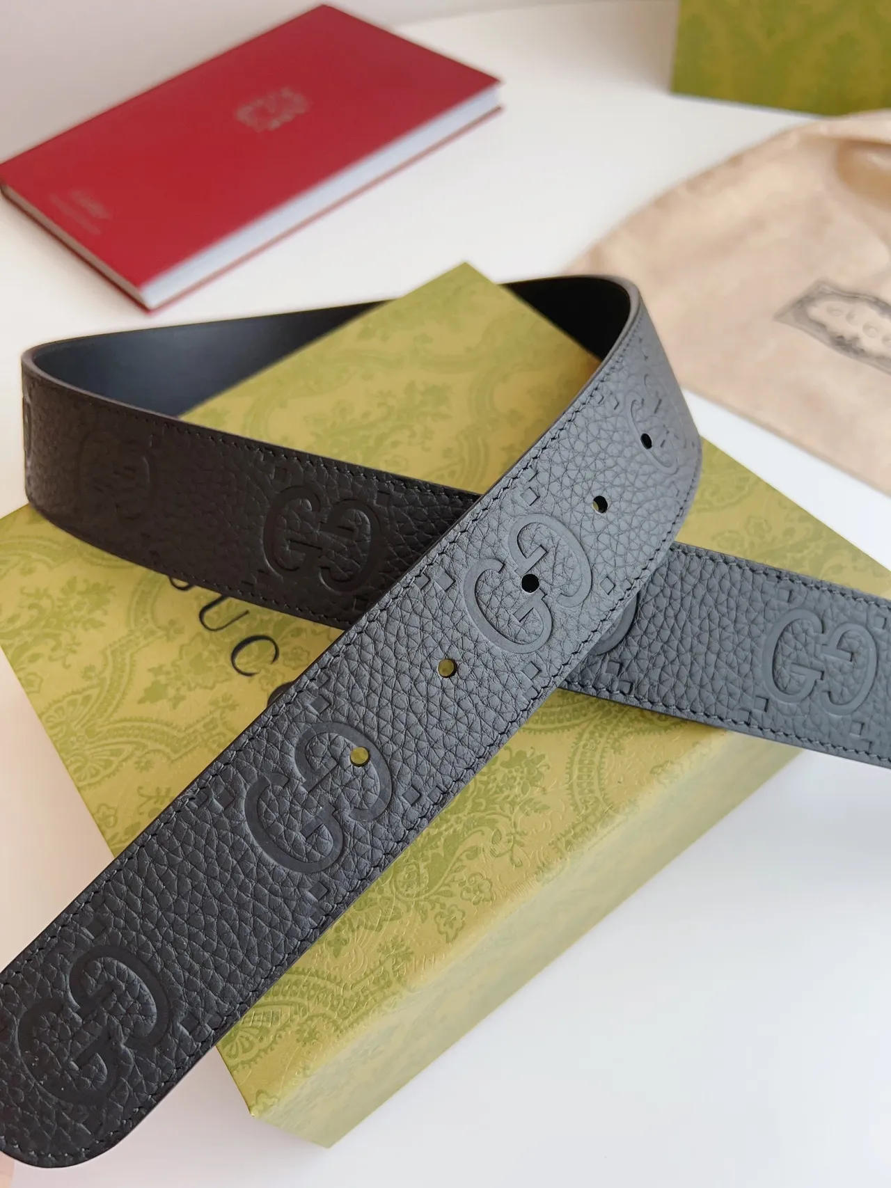 Gucci GG Marmont Black Pebbled Leather Belt 8