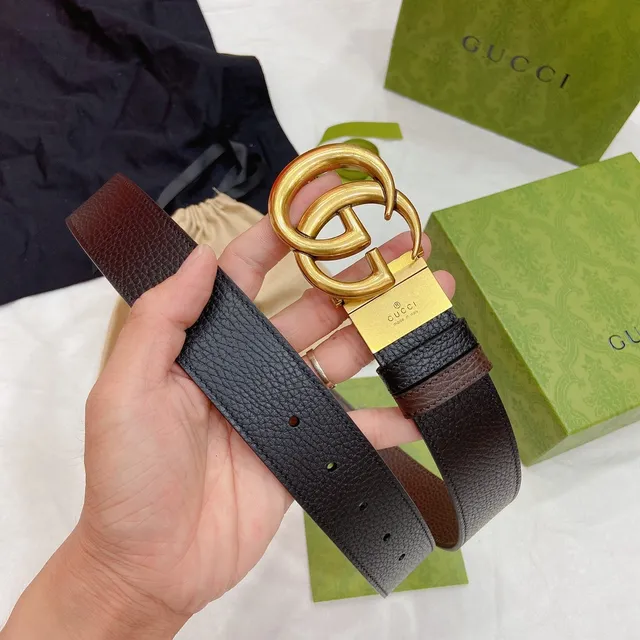 Gucci GG Marmont Brown and Black Leather Belt 3