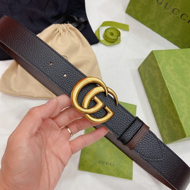 Gucci GG Marmont Brown and Black Leather Belt 4