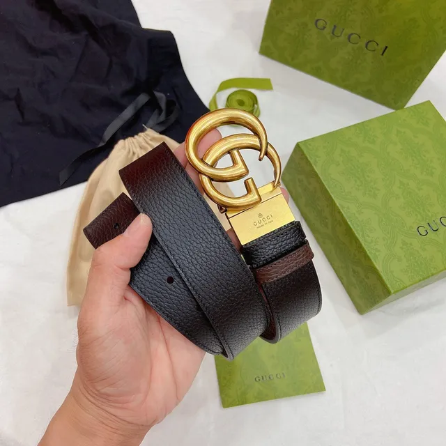 Gucci GG Marmont Brown and Black Leather Belt 6