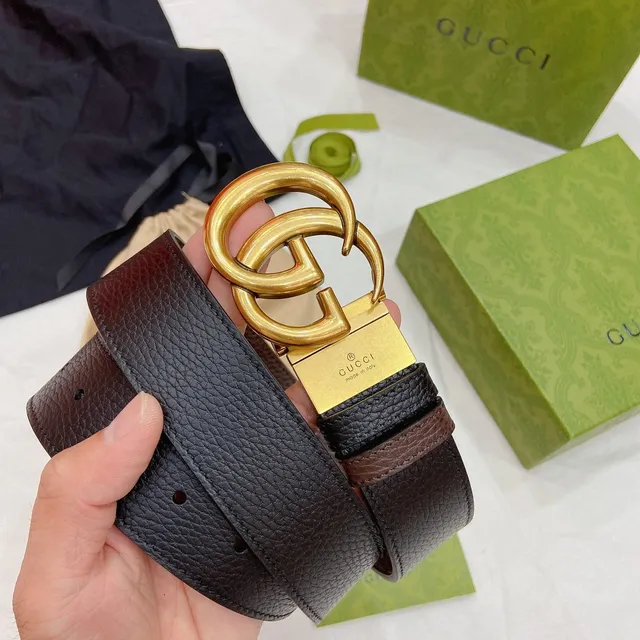 Gucci GG Marmont Brown and Black Leather Belt 7