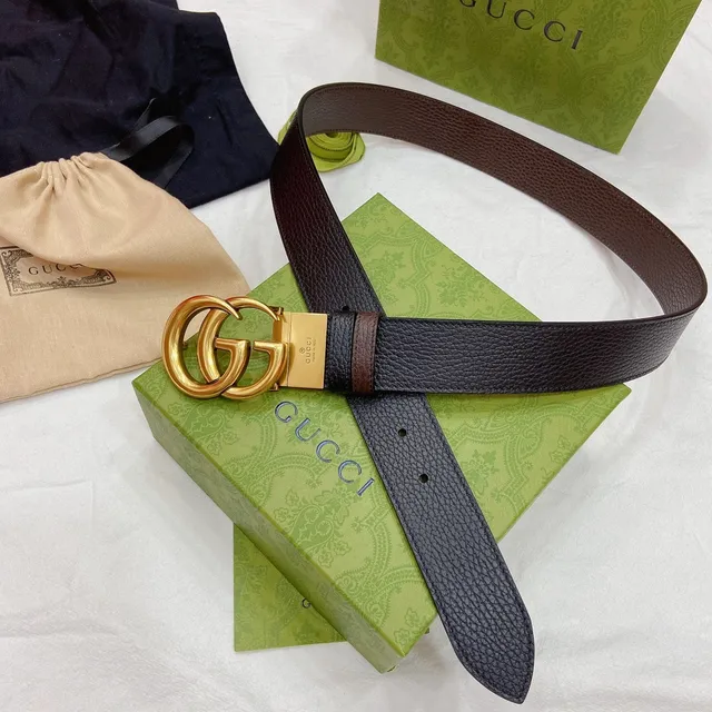 Gucci GG Marmont Brown and Black Leather Belt 8