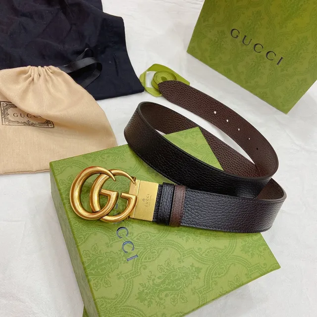 Gucci GG Marmont Brown and Black Leather Belt 9