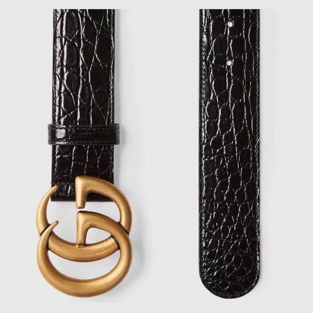 Gucci GG Marmont Crocodile-Embossed Leather Belt 8