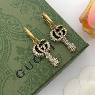 Gucci GG Marmont Crystal-Embellished Key Earrings