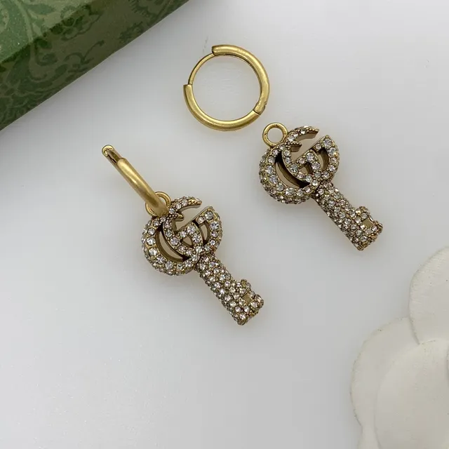 Gucci GG Marmont Crystal-Embellished Key Earrings 2