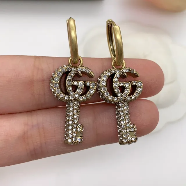Gucci GG Marmont Crystal-Embellished Key Earrings 3