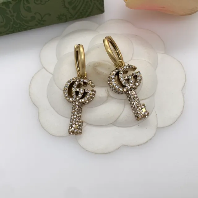 Gucci GG Marmont Crystal-Embellished Key Earrings 4