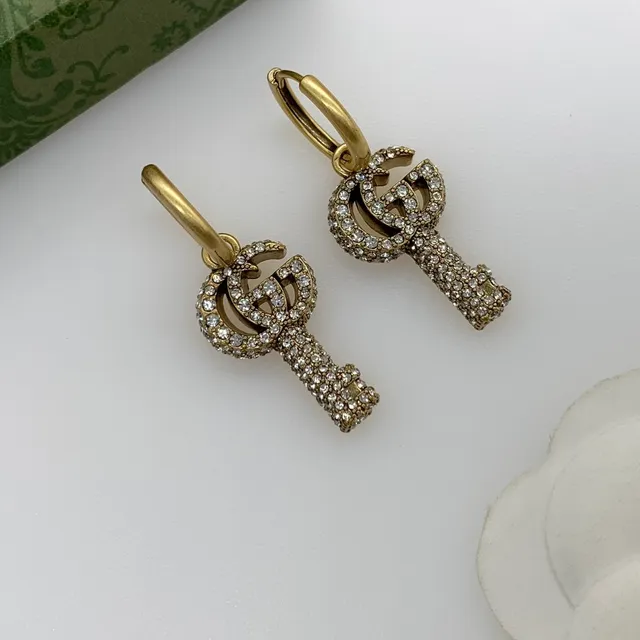 Gucci GG Marmont Crystal-Embellished Key Earrings 5