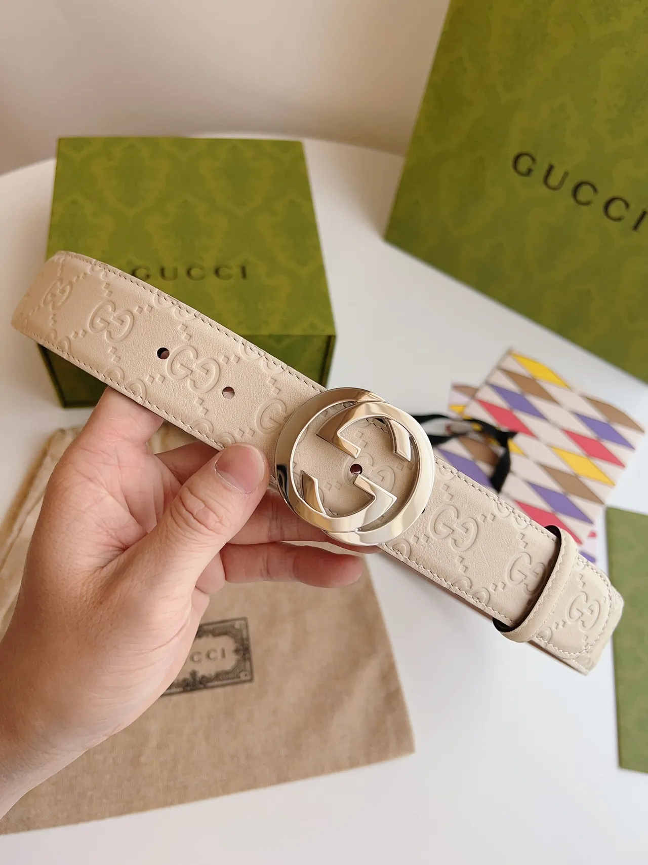 Gucci GG Marmont Embossed Monogram Leather Belt 2