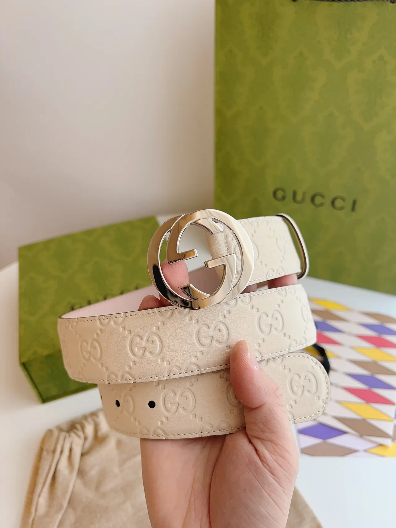 Gucci GG Marmont Embossed Monogram Leather Belt 3