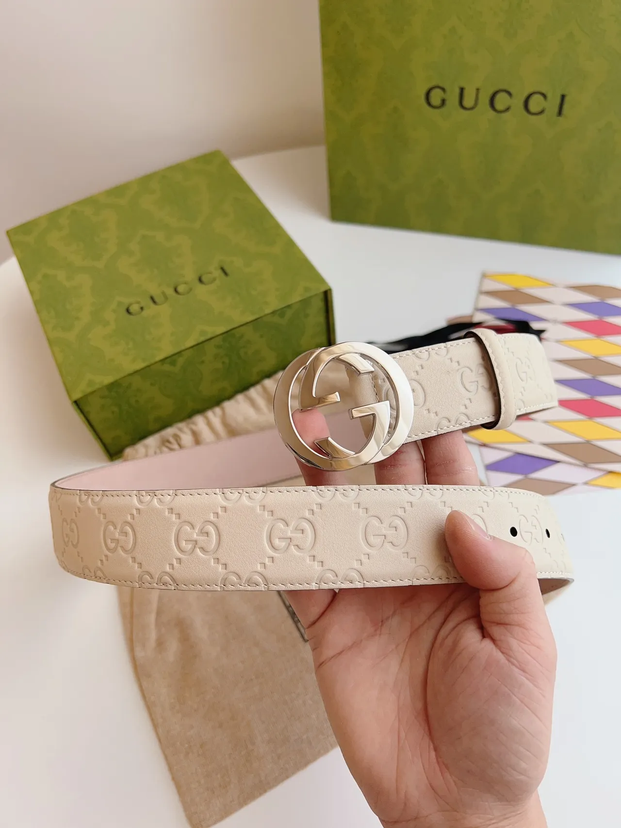 Gucci GG Marmont Embossed Monogram Leather Belt 4