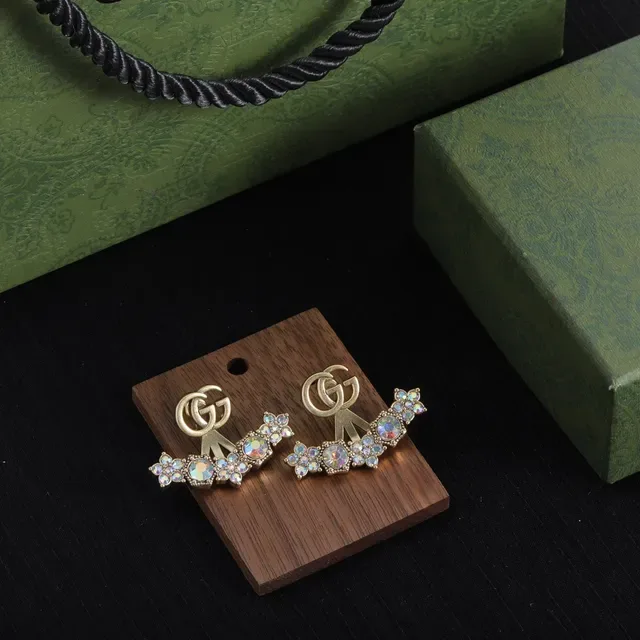 Gucci GG Marmont Gold Multicolor Metal Interlocking Double-G Logo Earrings 1