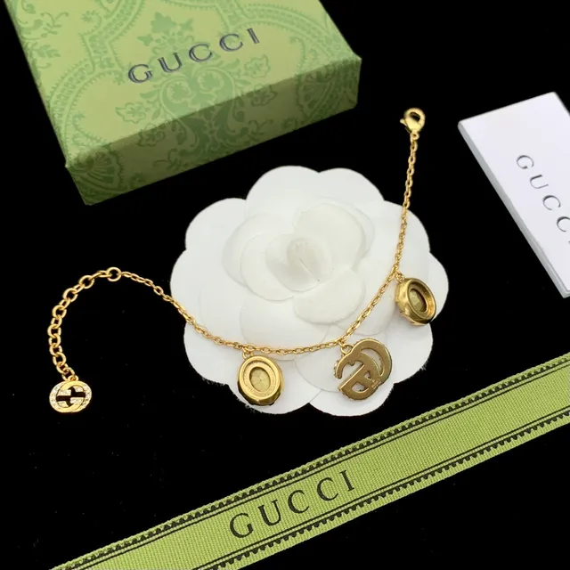 Gucci GG Marmont Gold Red Chain Interlocking G Charms Bracelet 5