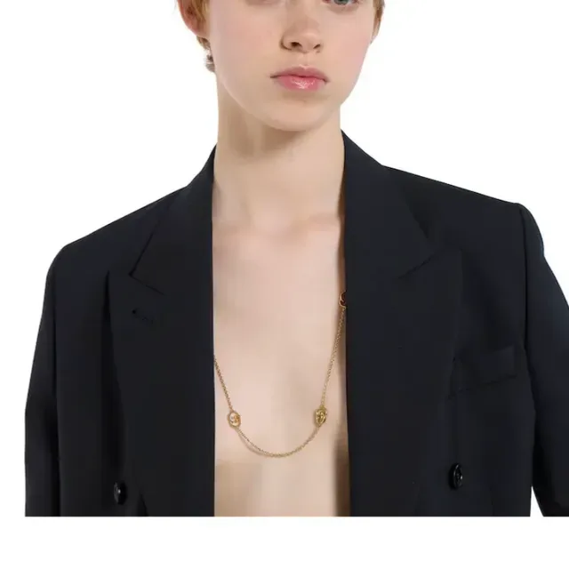 Gucci GG Marmont سلسلة ذهبية بيضاء أنماط متشابكة سوار 3