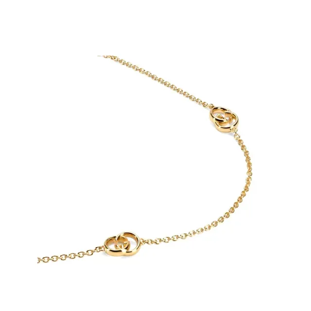 Gucci GG Marmont سلسلة ذهبية بيضاء أنماط متشابكة سوار 8