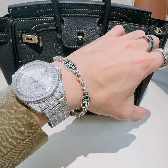 Gucci GG Marmont Green Enamel Chain Bracelet 2