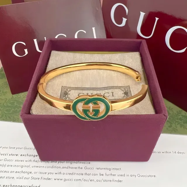 Gucci GG Marmont Green Enamel Interlocking G Bracelet 3