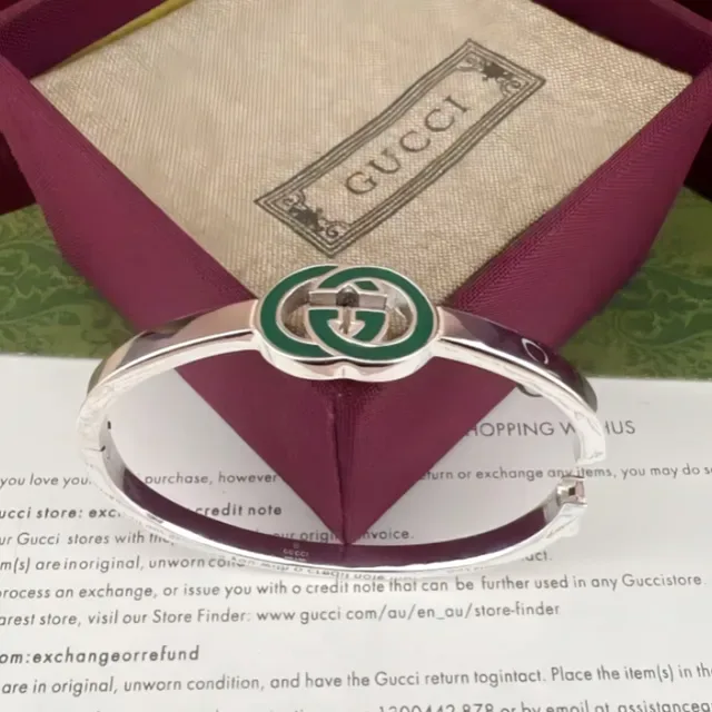 Gucci GG Marmont Green Enamel Interlocking G Bracelet 4