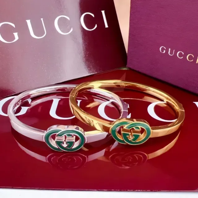 Gucci GG Marmont Green Enamel Interlocking G Bracelet 7