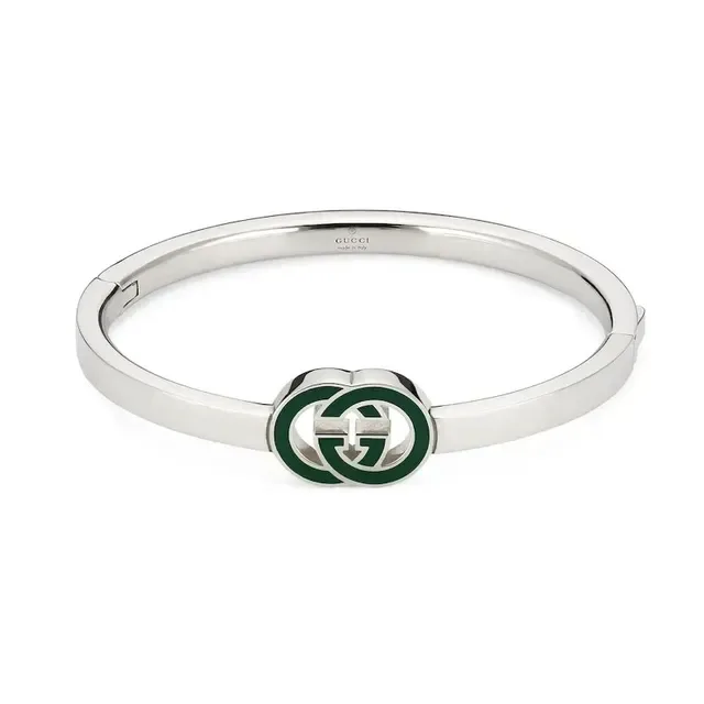 Gucci GG Marmont Green Enamel Interlocking G Bracelet 8