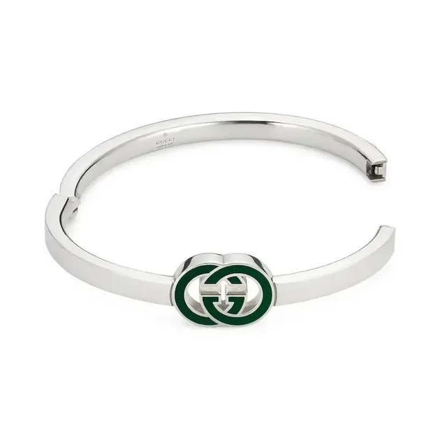 Gucci GG Marmont Green Enamel Interlocking G Bracelet 9