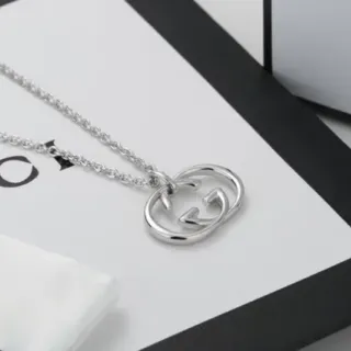 Gucci GG Marmont Interlocking Double G Silver-Tone Necklace