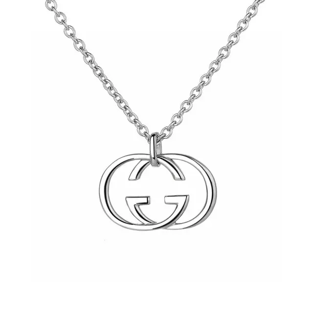 Gucci GG Marmont Interlocking Double G Silver-Tone Necklace 2
