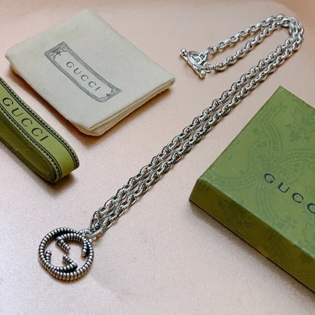 Gucci GG Marmont Interlocking G Beaded Pendant Necklace 3